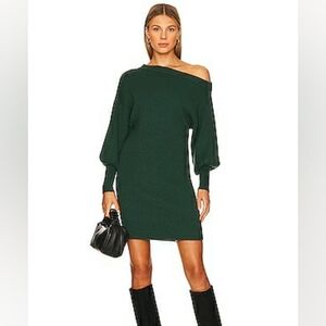 *Line & Dot “Emma” Off-the-Shoulder Sweater Dress in Emerald – Size M